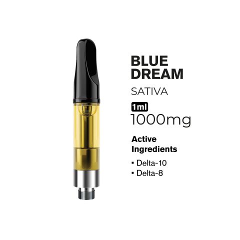 D10, D8 Vape Cart - 1000mg - Blue Dream - Sativa - 1ml - Hyper - Thumbnail 2