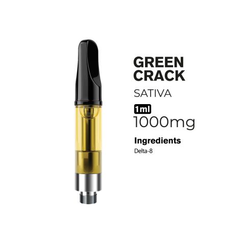 D8 Vape Cart - 1000mg - Green Crack - Sativa - 1ml - 10X - Thumbnail 2