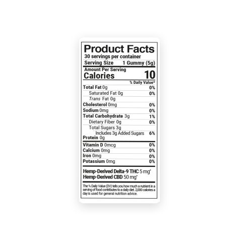 Nano D9, CBD Micro-Dose Gummies - 55mg - Smoothie Fruit - D9 THC - Thumbnail 8