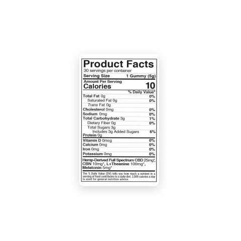 Sleep Gummies - 140mg - Full Spectrum CBD, CBN, L-Theanine, Melatonin - Chill - Thumbnail 8