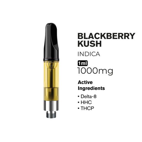 THCP, D8, HHC Vape Cart - 1000mg - Blackberry Kush - Indica - 1ml - Fresh - Thumbnail 2