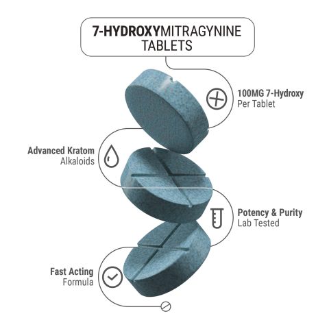 7-Hydroxy Tablets - 100mg - Unflavored - Chill Extreme - Thumbnail 4