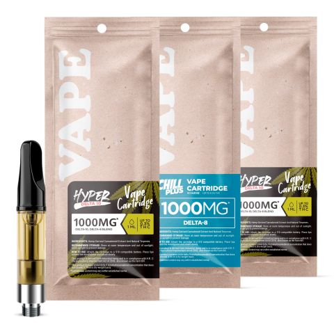 Delta-8 THC and Delta-10 THC Cartridges 3 Pack Bundle - 900mg - Chill Plus - Thumbnail 1