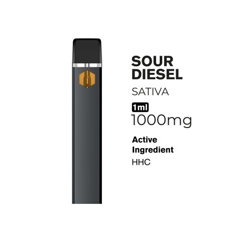 HHC Vape Pen - 1000mg - Sour Diesel - Sativa - 1ml - Artisan - Thumbnail 2