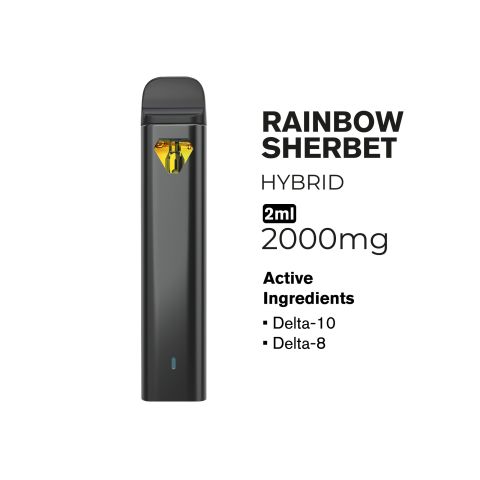 D10, D8 Vape Pen - 2000mg - Rainbow Sherbet - Hybrid - 2ml - Hyper - Thumbnail 2