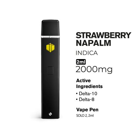 D10, D8 Vape Pen - 2000mg - Strawberry Napalm - Indica - 2ml - Hyper - Thumbnail 3