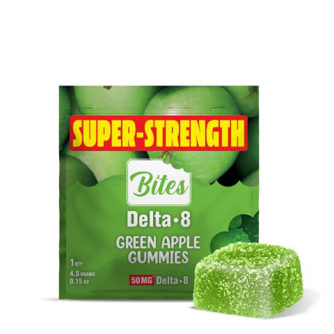 Delta 8 Gummies - 50mg - Green Apple - Bites - Thumbnail 1