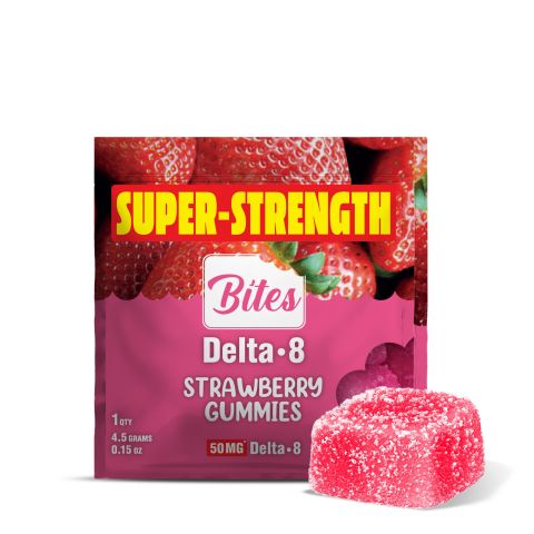Delta 8 Gummies - 50mg - Strawberry - Bites - Thumbnail 1