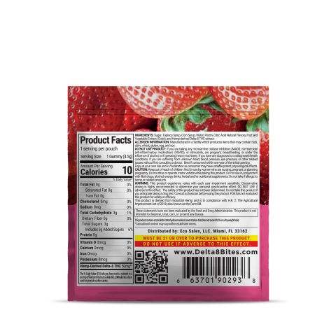 Delta 8 Gummies - 50mg - Strawberry - Bites - Thumbnail 3