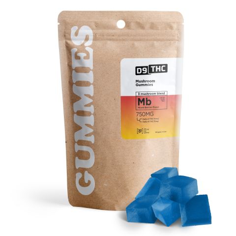D8, D9, Mushroom Blend Gummies - 25mg - Mixed Berries - D9 THC - Thumbnail 2