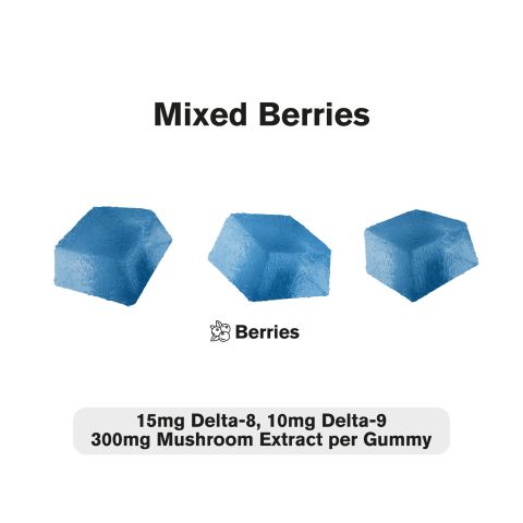 D8, D9, Mushroom Blend Gummies - 25mg - Mixed Berries - D9 THC - Thumbnail 4