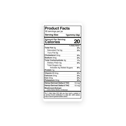 D9, D8 Mushroom Gummies - 25mg - Mixed Berries - D9 THC - Thumbnail 9