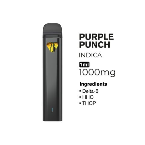 THCP, D8, HHC Vape Pen - 1000mg - Purple Punch - Indica - 1ml - Fresh - Thumbnail 2