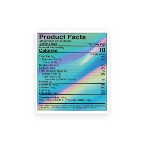 Euphoria Blend - D8, D9, HHC, CBD Isolate, CBG, PHC - 25mg - Blends by Fresh - Thumbnail 9