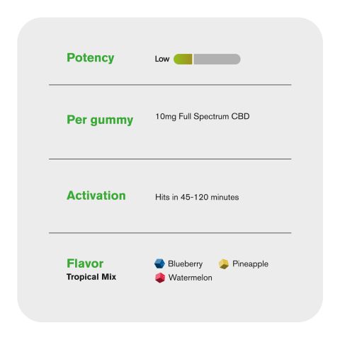 Full Spectrum CBD Gummies - 10mg - Tropical Mix - Chill - Thumbnail 5