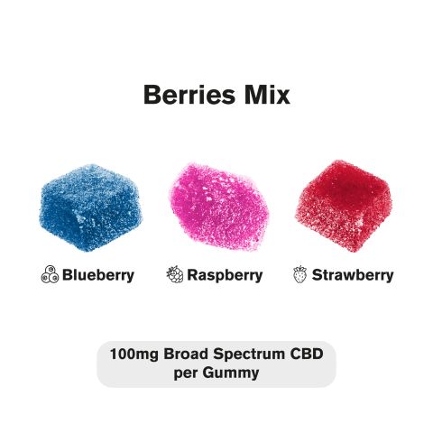 Broad Spectrum CBD Gummies - 100mg - Berries Mix - Chill - Thumbnail 4