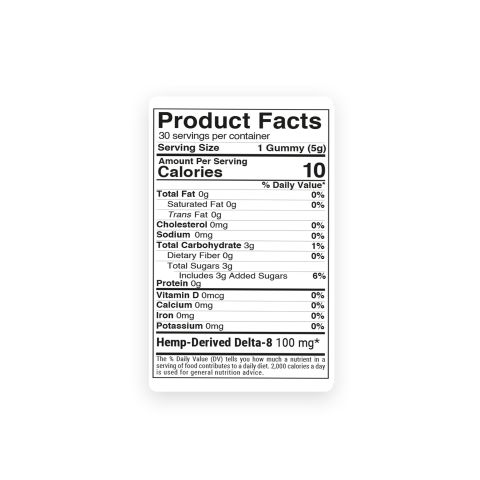 Delta 8 + Live Resin Gummies - 100mg - Rainbow Runtz - Indica - Thumbnail 9
