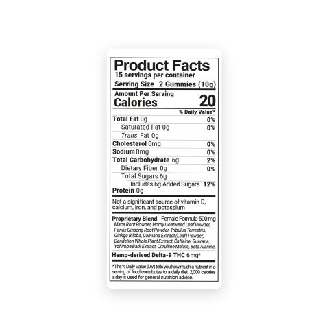 Female Libido Blend Gummies - Delta 9 - 6mg - Raspberry - D9 THC - Thumbnail 9