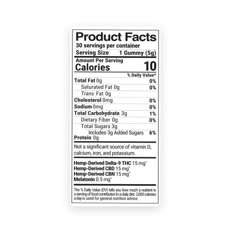 D9, CBD Isolate, CBN, Melatonin Gummies - 45mg - D9 THC - Thumbnail 9