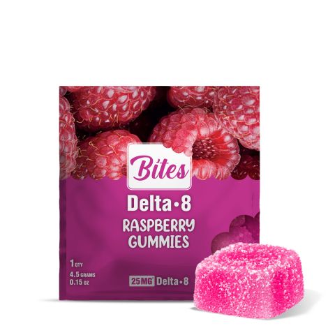 Delta 8 Gummies - 25mg - Raspberry - Bites - Thumbnail 1