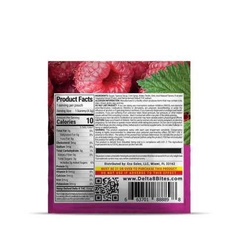Delta 8 Gummies - 25mg - Raspberry - Bites - Thumbnail 3