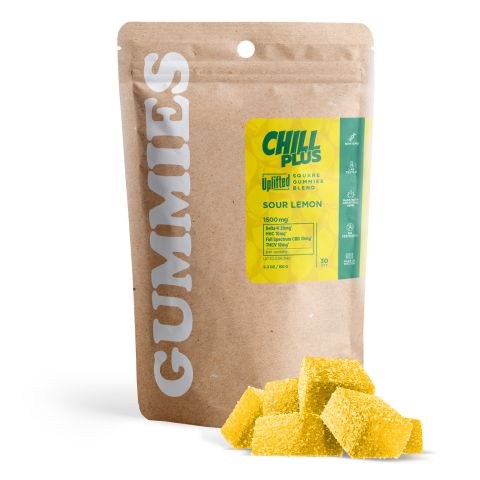 50mg D9, HHC, CBD, THCV Gummies - Sour Lemon - Chill Plus - Thumbnail 2