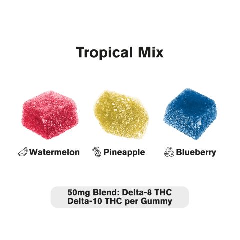 D10, D8 Gummies - 50mg - Tropical Mix - Hyper - Thumbnail 4