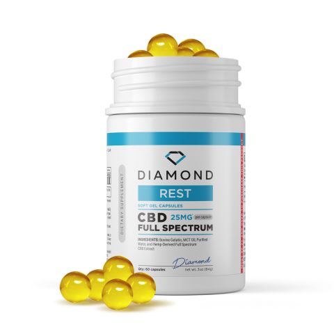 Full Spectrum CBD Capsules - 25mg - Diamond CBD - 60ct - Thumbnail 1