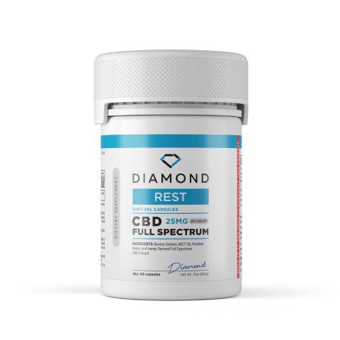 Full Spectrum CBD Capsules - 25mg - Diamond CBD - 60ct - Thumbnail 2