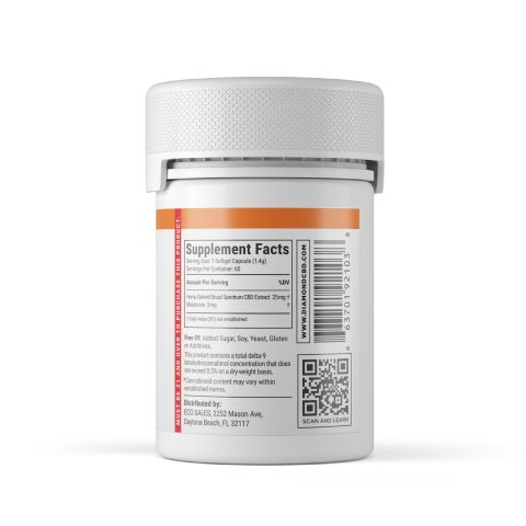 Broad Spectrum CBD Capsules - 25mg - Diamond CBD - 60ct - Thumbnail 3