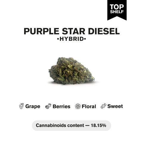 Purple Star Diesel Flower - Hybrid - THCA - Thumbnail 4