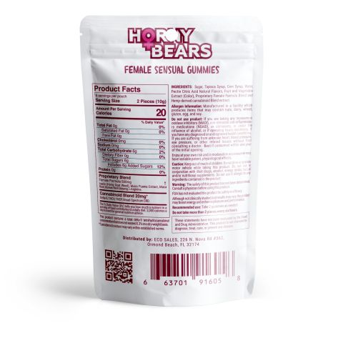 Female Sensual Gummies - D9, THCP, Broad Spectrum CBD, THCV - 20mg - Strawberry - Horny Bears - Thumbnail 6