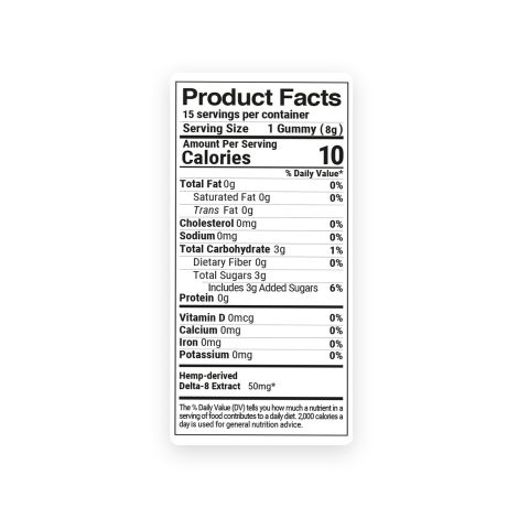 Delta 8 Gummies - 50mg - Peach Sour Rings - Diamond CBD - Thumbnail 8