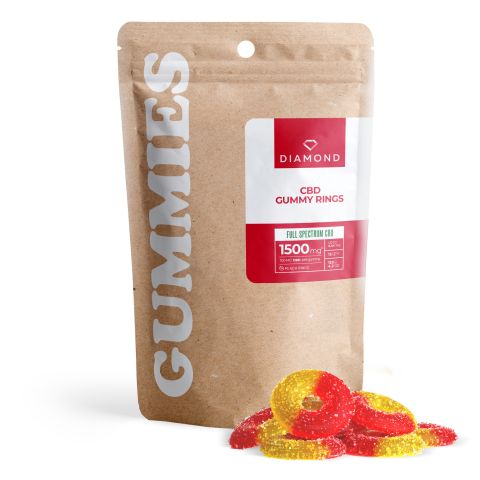 Full Spectrum CBD Gummies - 100mg - Peach Sour Rings - Diamond CBD - Thumbnail 1