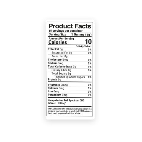 Full Spectrum CBD Gummies - 100mg - Peach Sour Rings - Diamond CBD - Thumbnail 8