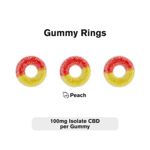 CBD Isolate Gummies - 100mg - Peach Sour Rings - Diamond CBD - Thumbnail 3