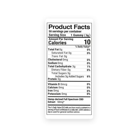 Full Spectrum CBD Gummies - 50mg - Gummy Bears - Diamond CBD - Thumbnail 8