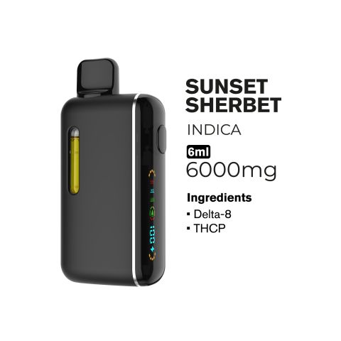 D8, THCP Vape Pen - 6000mg - Sunset Sherbet - Indica - 6ml - Fresh - Thumbnail 2