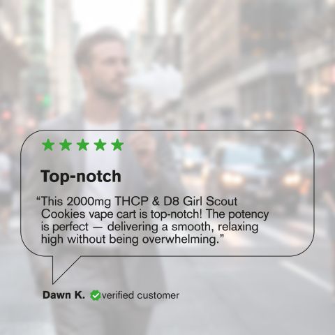 THCP, D8 Vape Cart - 2000mg - Girl Scout Cookies - Indica - 2ml - Fresh - Thumbnail 7