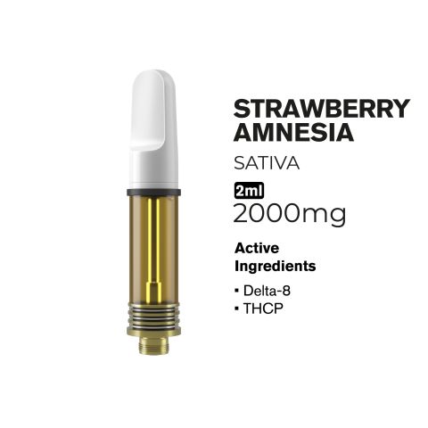 THCP, D8 Vape Cart - 2000mg - Strawberry Amnesia - Sativa - 2ml - Fresh - Thumbnail 2