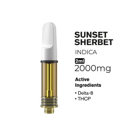THCP, D8 Vape Cart - 2000mg - Sunset Sherbet - Indica - 2ml - Fresh - Thumbnail 2