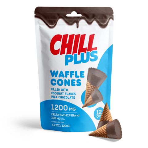 D8 & THCP Waffle Cones - 100mg - Coconut Flakes + Milk Chocolate - Chill Plus - Thumbnail 2