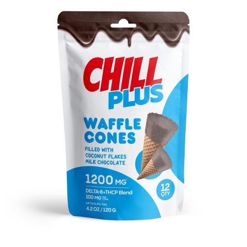 D8 & THCP Waffle Cones - 100mg - Coconut Flakes + Milk Chocolate - Chill Plus - Thumbnail 3