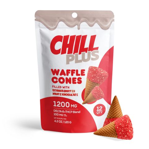 D8, THCP Waffle Cones - 100mg - Strawberry + White Chocolate - Chill Plus - Thumbnail 2