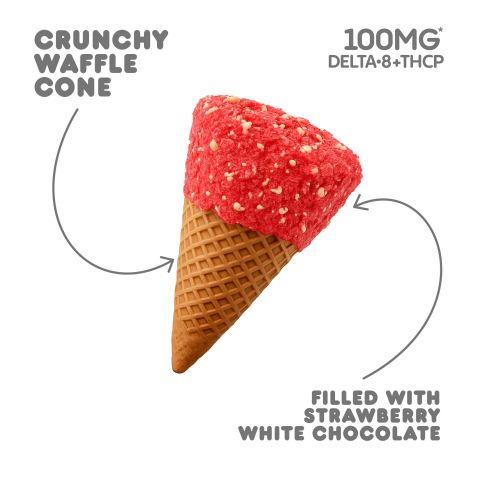 D8, THCP Waffle Cones - 100mg - Strawberry + White Chocolate - Chill Plus - Thumbnail 4