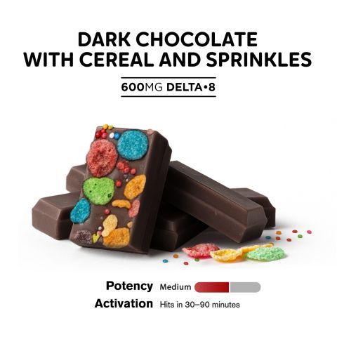D8 & D9 THC Dark Chocolate w/ Cereal & Sprinkles Bar - 600mg - Chill Plus - Thumbnail 4