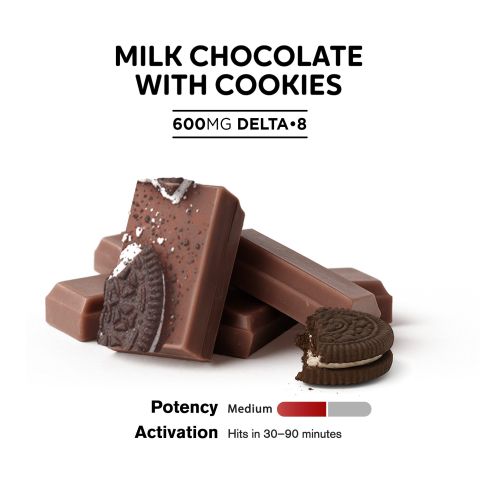 Delta 8 THC Milk Chocolate & Cookies Bar - 600mg - Chill Plus - Thumbnail 4