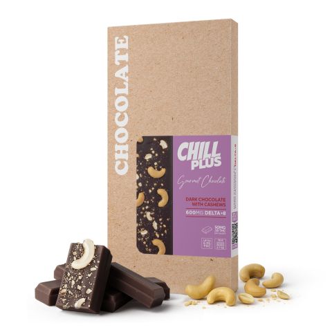Delta 8 THC Dark Chocolate & Cashews Bar - 600mg - Chill Plus - Thumbnail 2