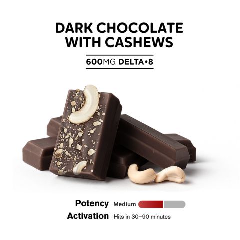 Delta 8 THC Dark Chocolate & Cashews Bar - 600mg - Chill Plus - Thumbnail 4