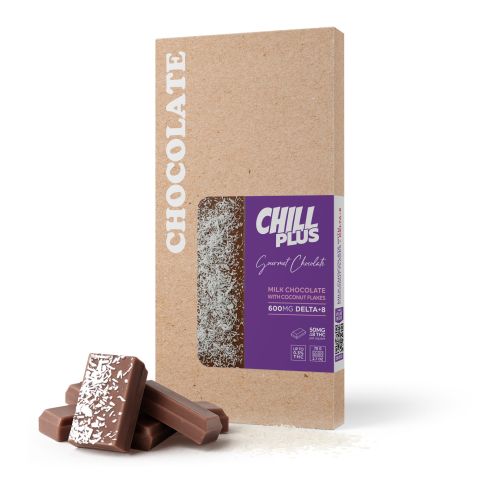 Delta 8 THC Milk Chocolate & Coconut Flakes Bar - 600mg - Chill Plus - Thumbnail 2